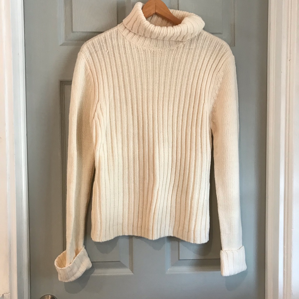Apostrophe Xl Acrylic Wool Cozy Cream Ribbed Knit Long Sleeve Turtleneck Sweater